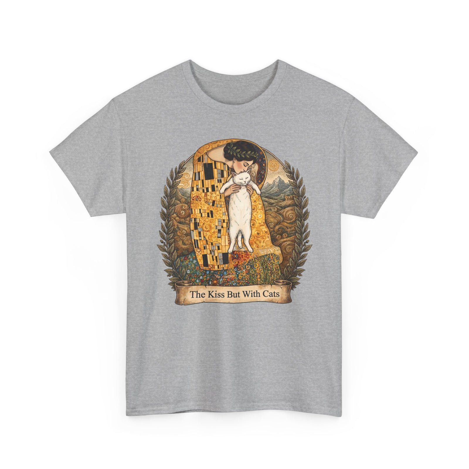 The Kiss But With Cats T-Shirt — Gustav Klimt Fine Art Parody Tee