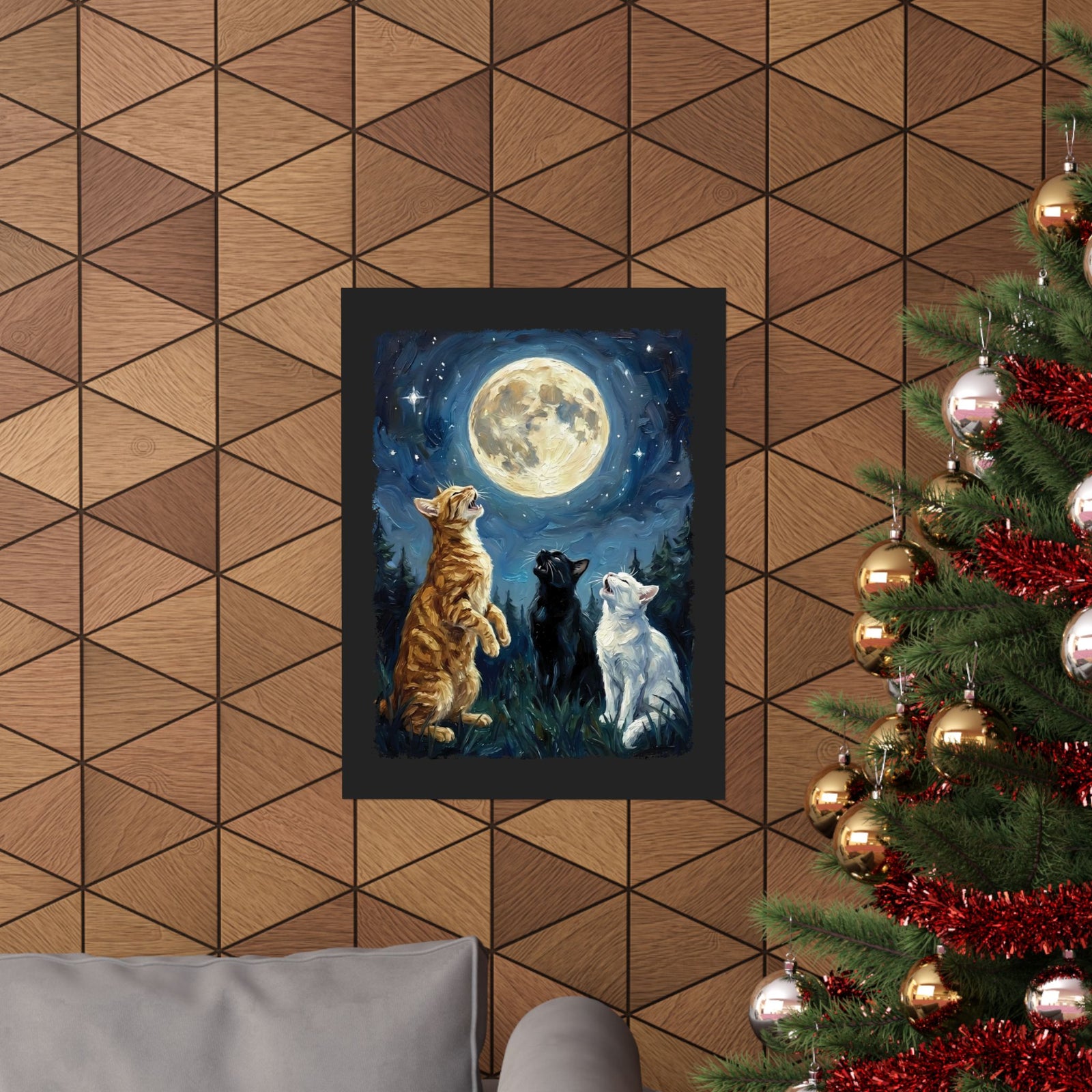 Cats Howling at the Moon Poster
