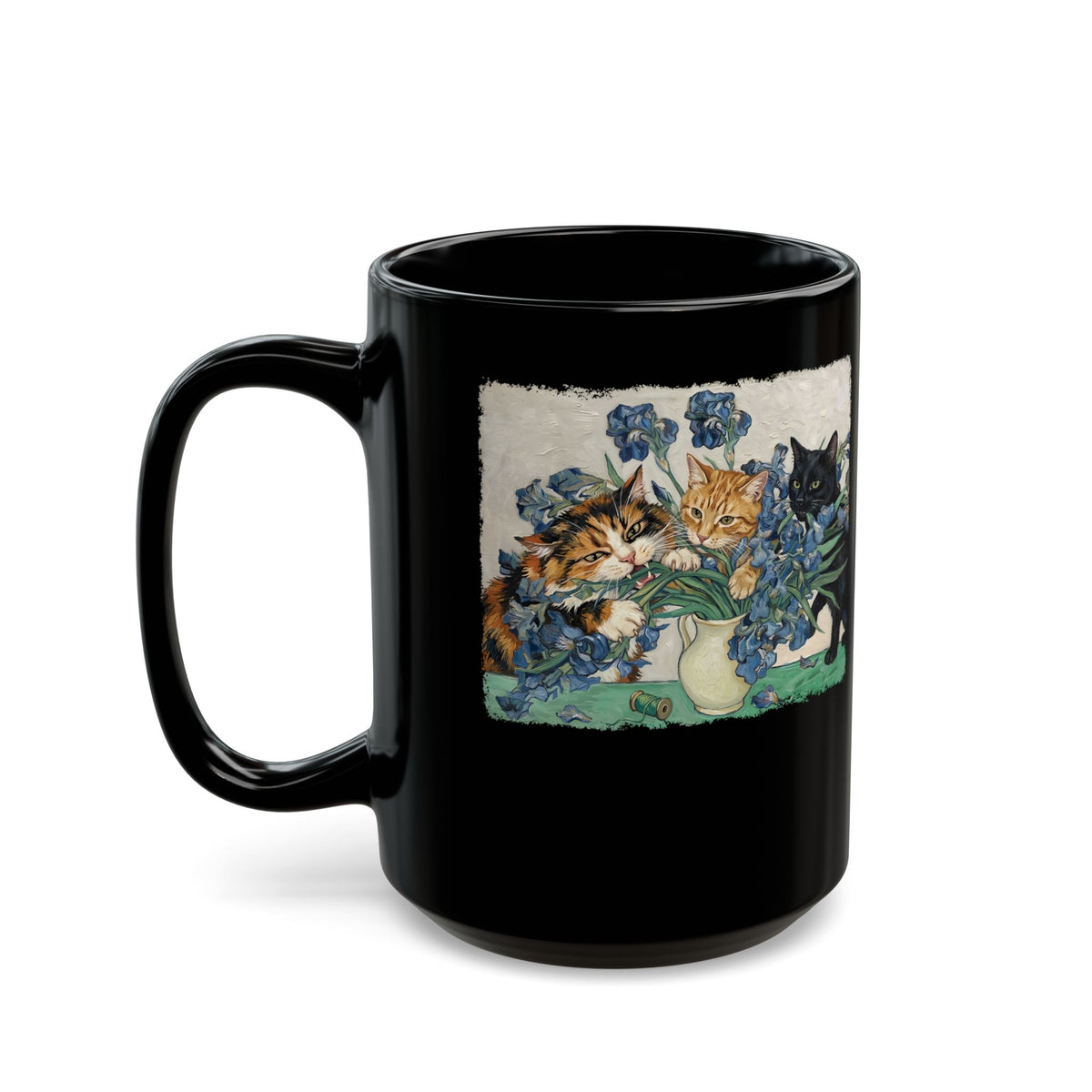 Cats and Masterpiece Black Mug