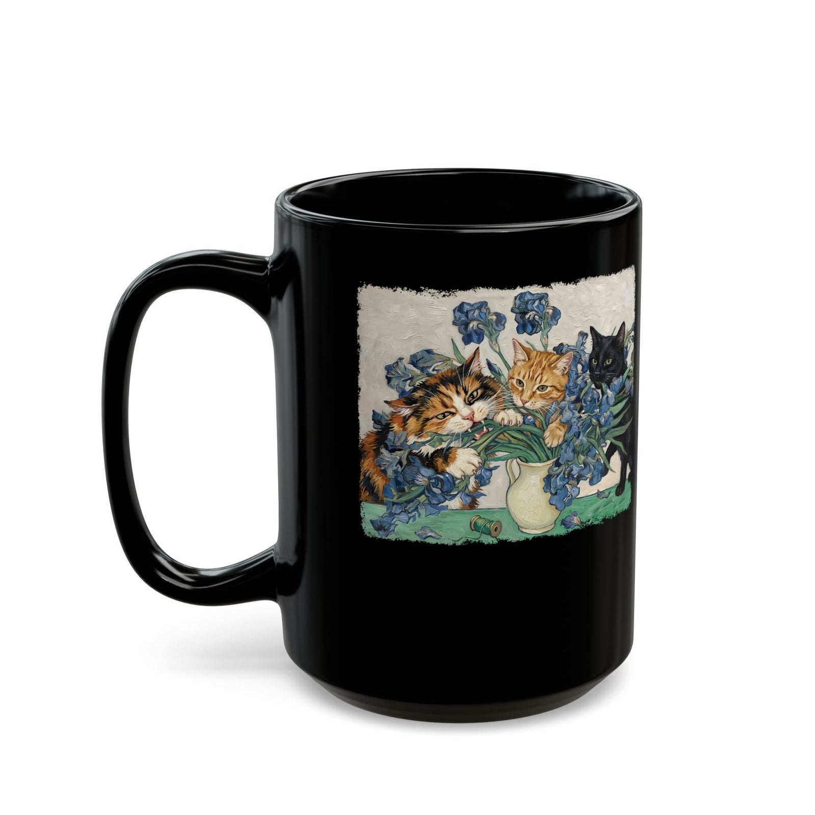 Cats and Masterpiece Black Mug