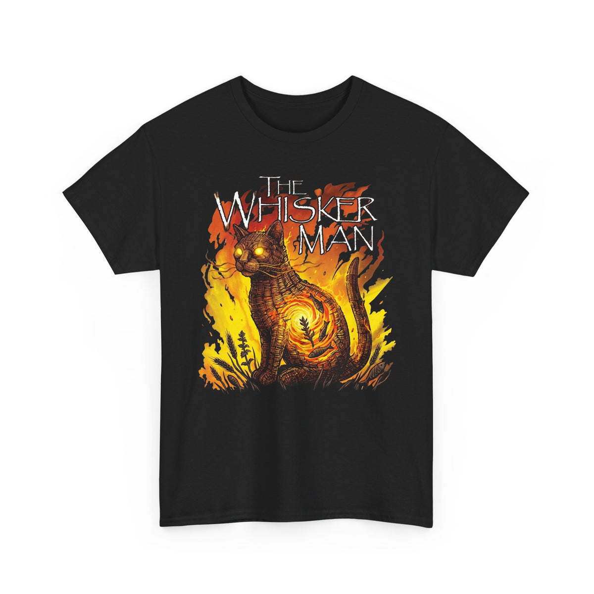 The Whisker Man Fiery Cat Horror Graphic Tee