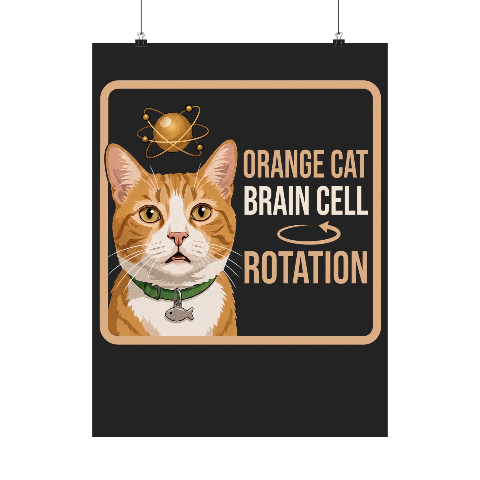 Orange Cat Brain Cell Rotation Poster