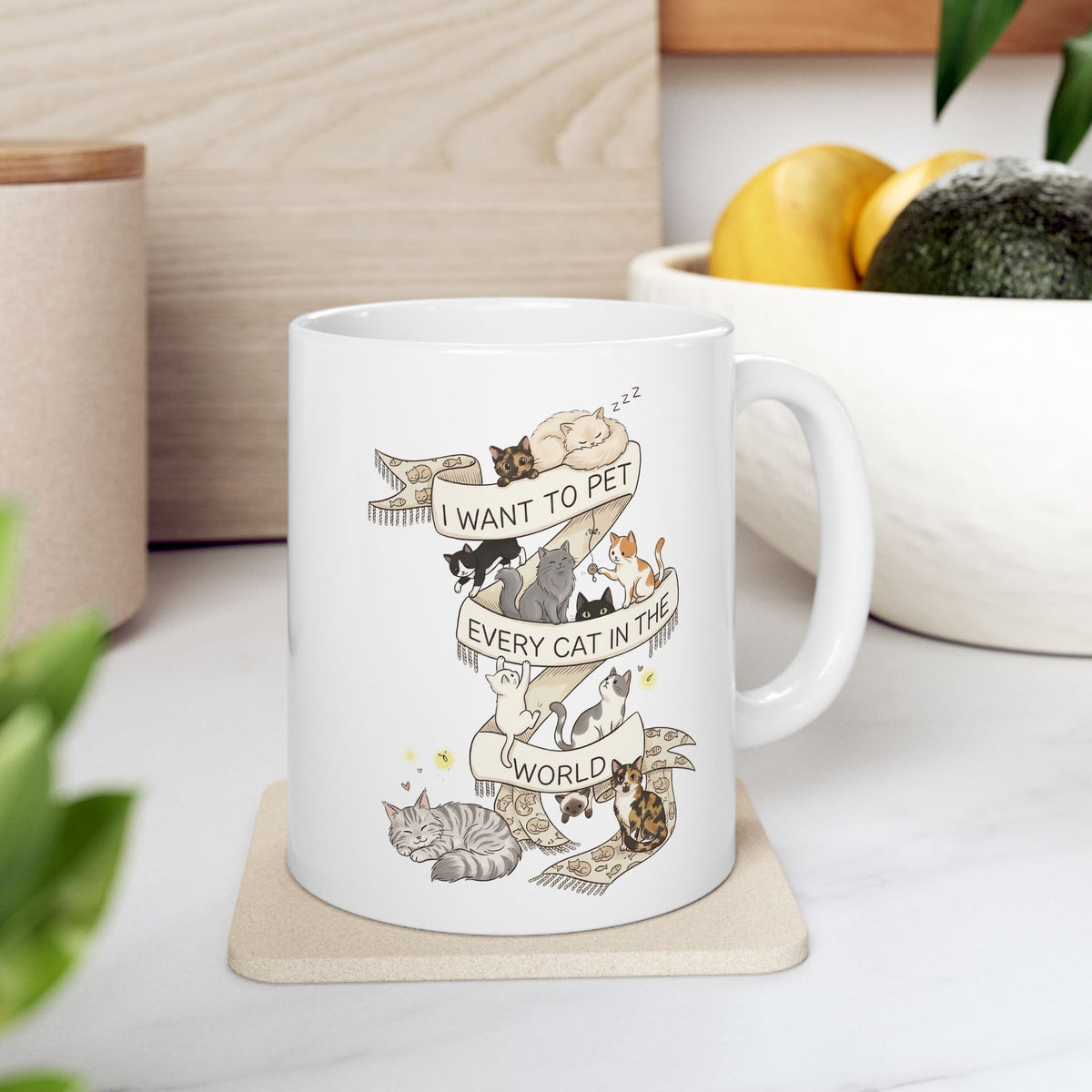 I Want to Pet Every Cat in the World Ceramic Mug — Cat Lover Mug