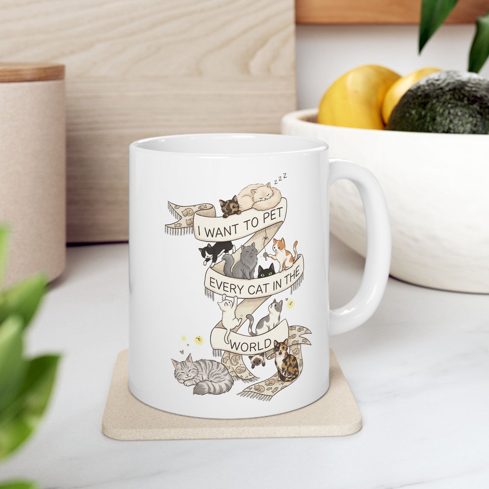 I Want to Pet Every Cat in the World Ceramic Mug — Cat Lover Mug