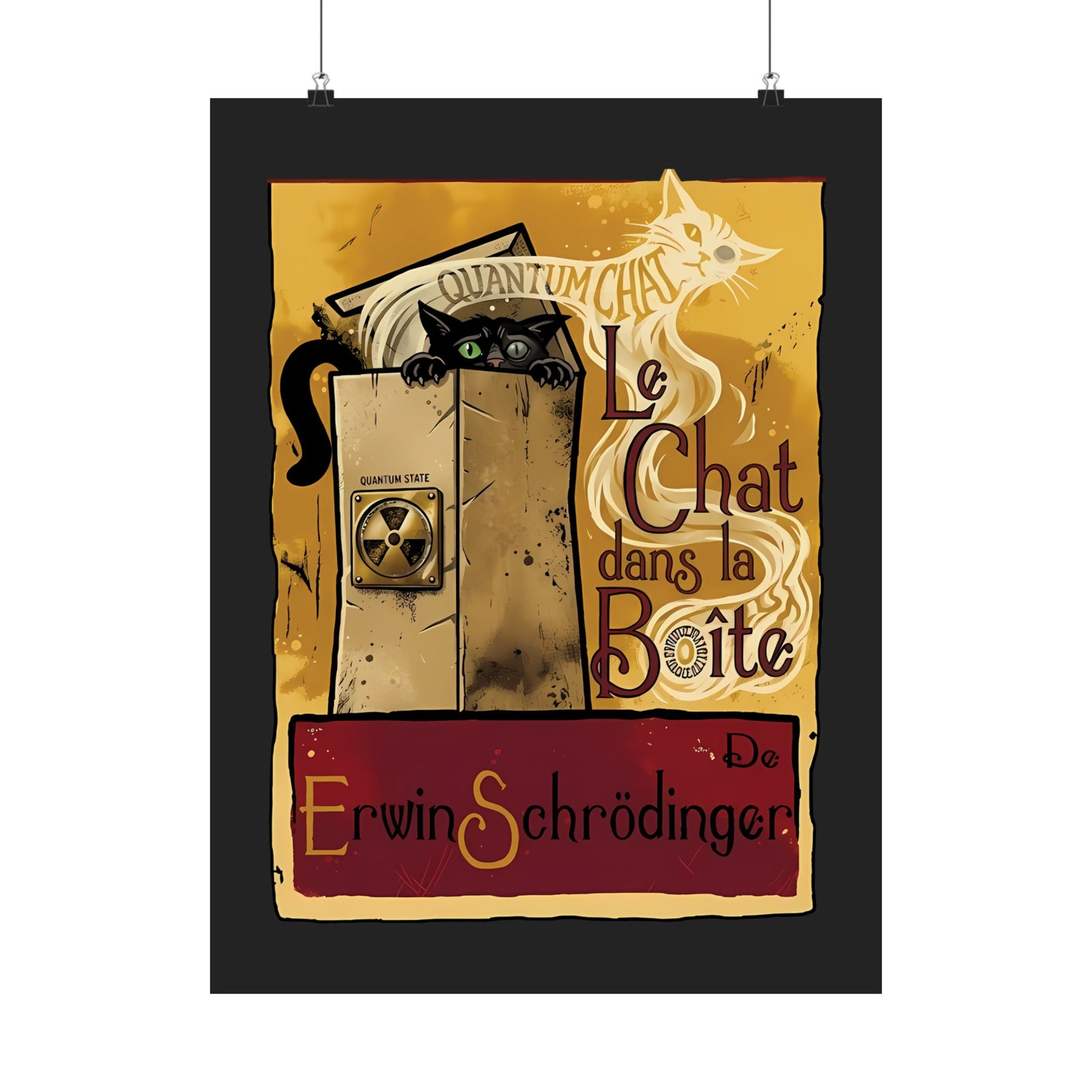 Le Chat dans la Boite Cat Poster — Cute French Cat Graphic Poster