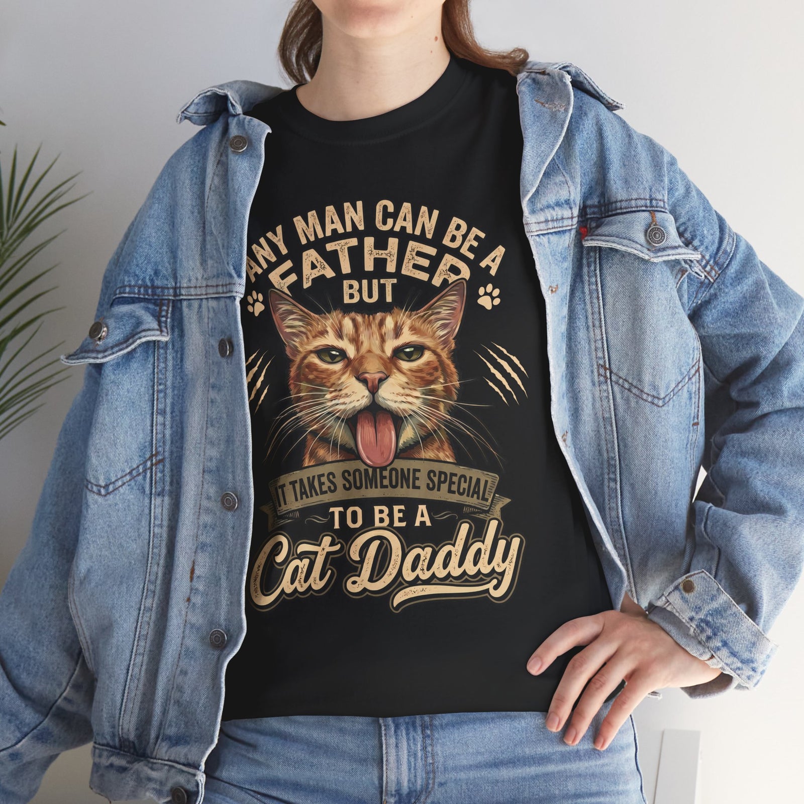 Cat Daddy Father's Day T-Shirt — Funny Orange Tabby Blep Graphic Tee