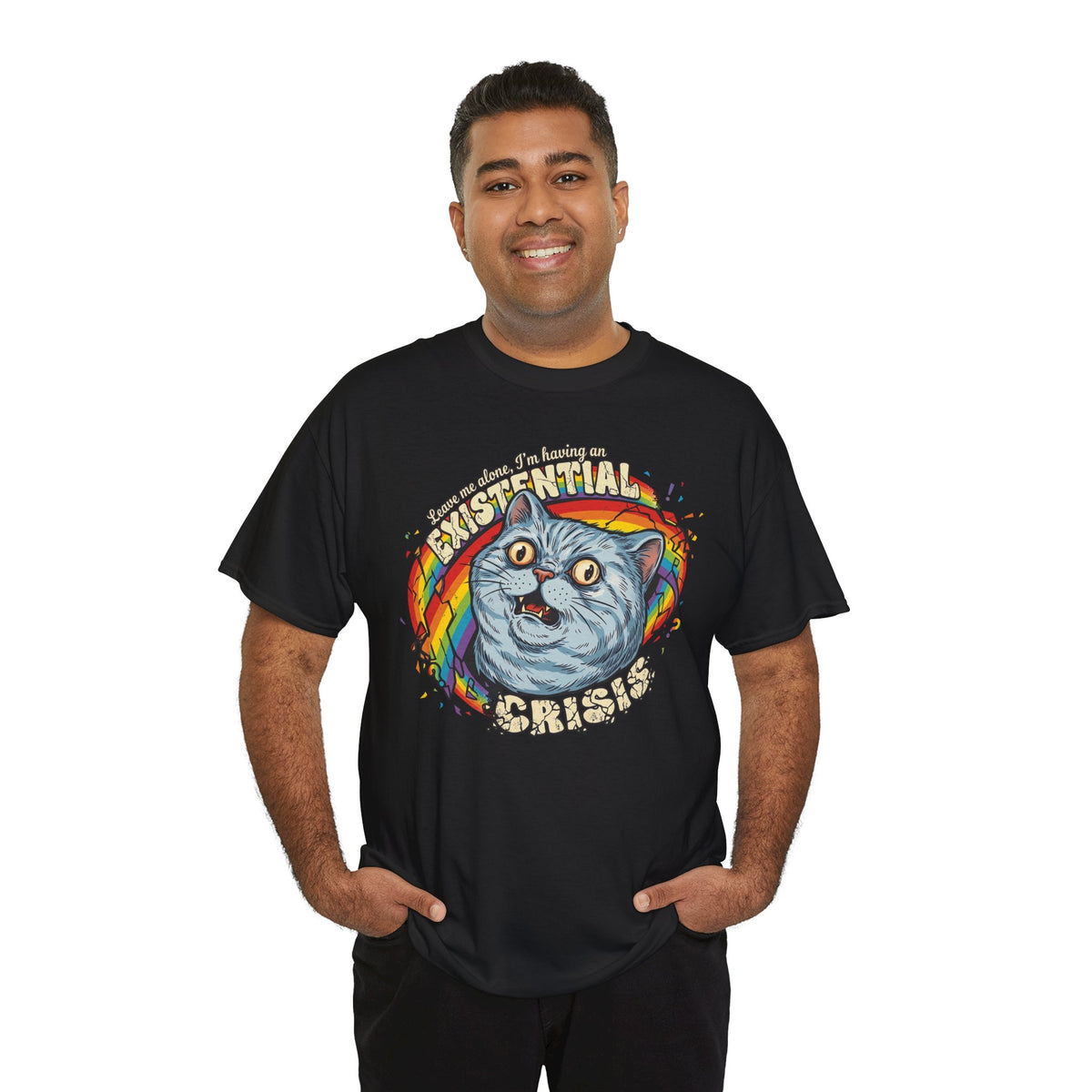 Funny Cat T‑Shirt — "Leave Me Alone, I'm Having an EXISTENTIAL CRISIS"