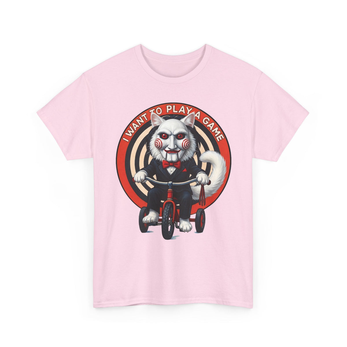 I Want To Play A Game SAW Cat T-Shirt — Funny Jigsaw Puppet Feline Tee