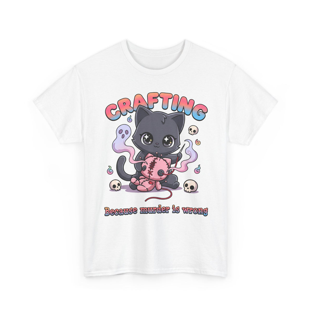 Crafting Because Murder Is Wrong Black Cat Shirt — Creepy Cute Voodoo Doll T-Shirt