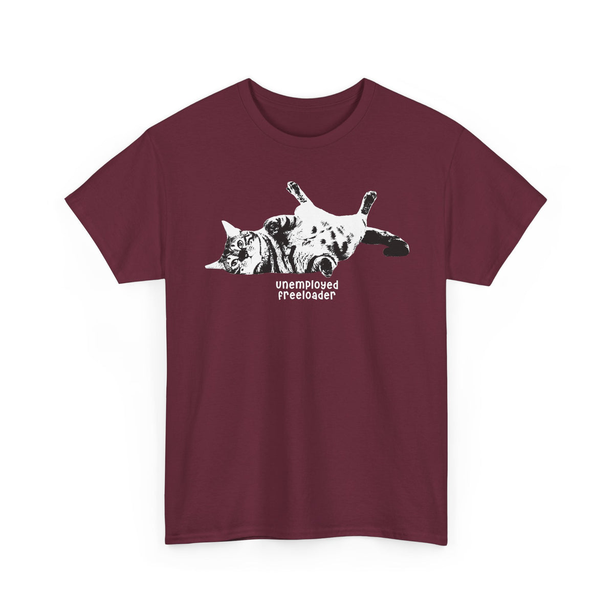 Unemployed Freeloader Cat T-Shirt — Funny Lazy Cat Graphic Tee