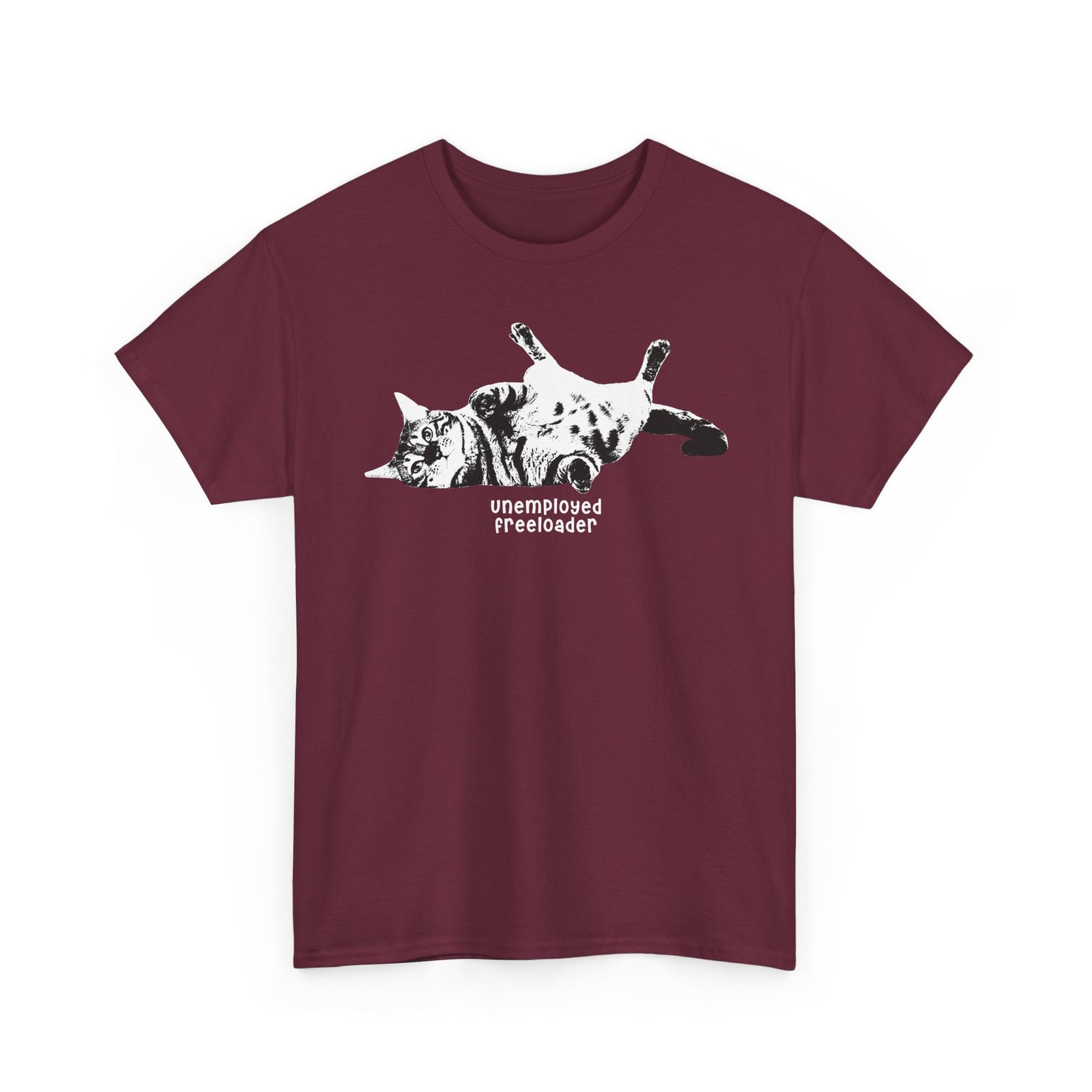 Unemployed Freeloader Cat T-Shirt — Funny Lazy Cat Graphic Tee