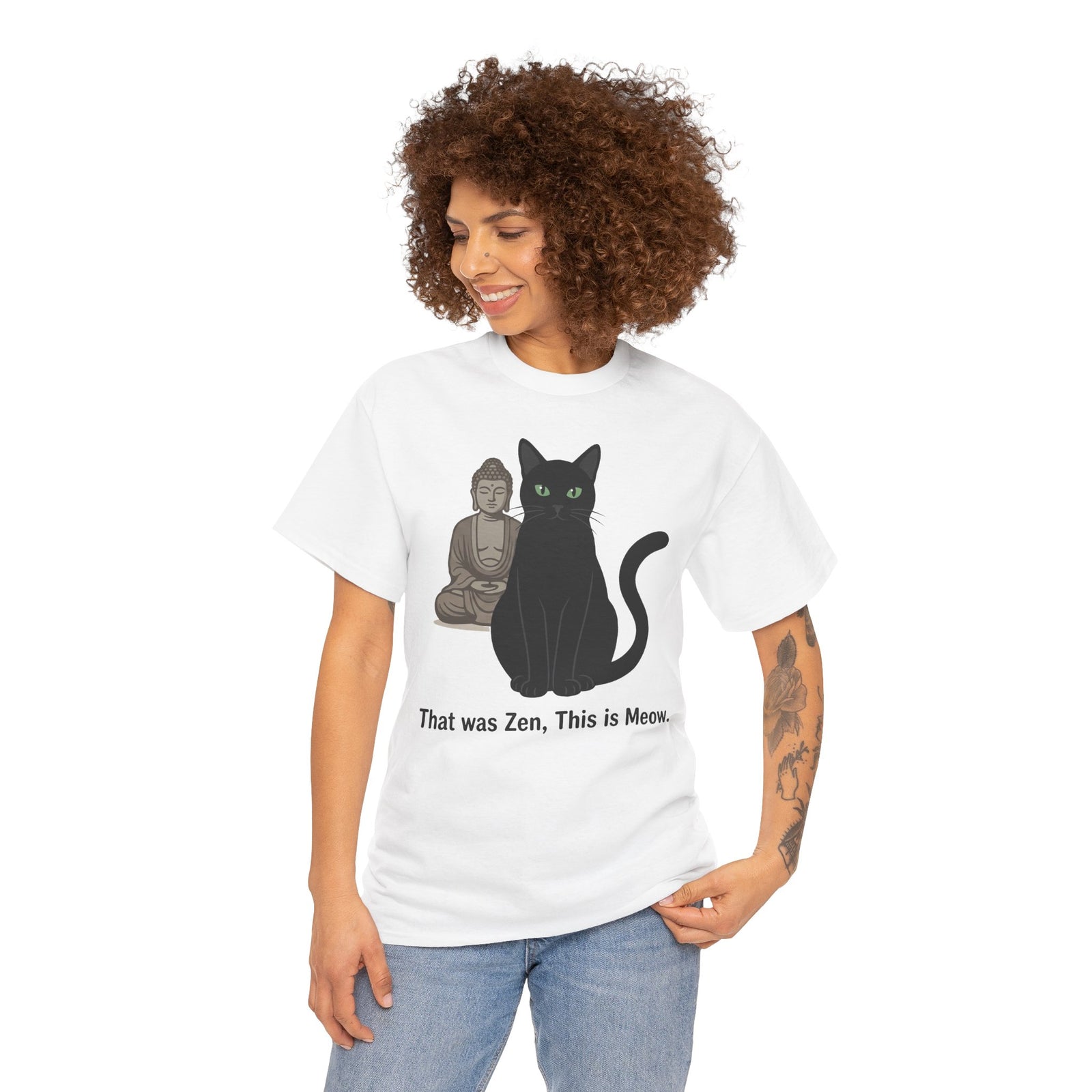 Zen Cat T‑Shirt — "That was Zen, This is Meow" Funny Buddhist Cat Tee