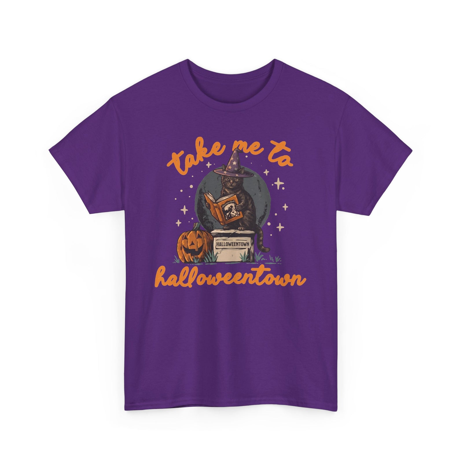 Take Me To Halloweentown Black Cat T-Shirt — Witchy Spellbook Kitten Tee
