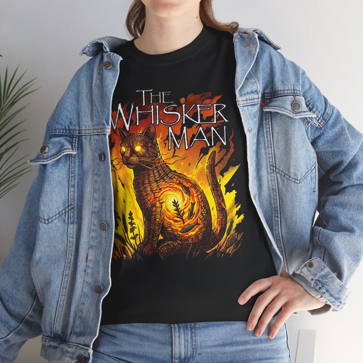 The Whisker Man Fiery Cat Horror Graphic Tee