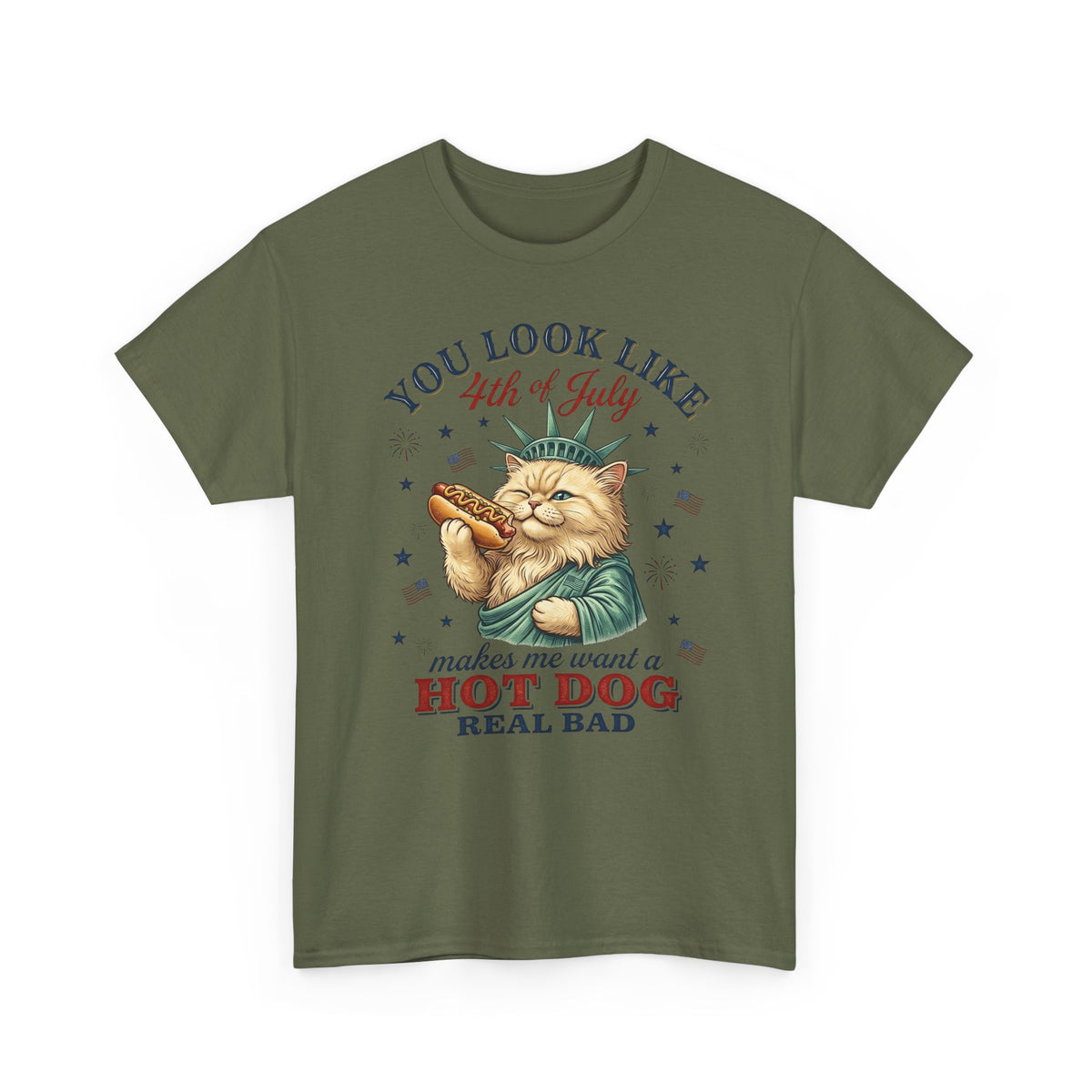4th of July Cat & Hot Dog T-Shirt — Patriotic Fourth of July Tee