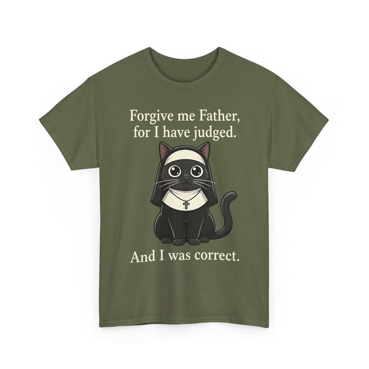 Gothic Cat T‑Shirt — “Forgive me Father, for I have judged. And I was correct.”