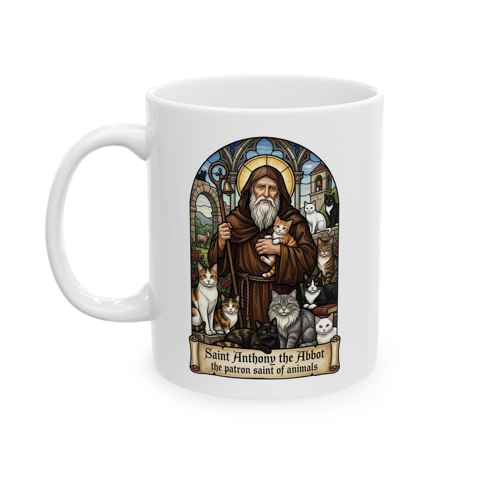 Saint Anthony the Abbot Cat Ceramic Mug Patron Saint of Animals Mug