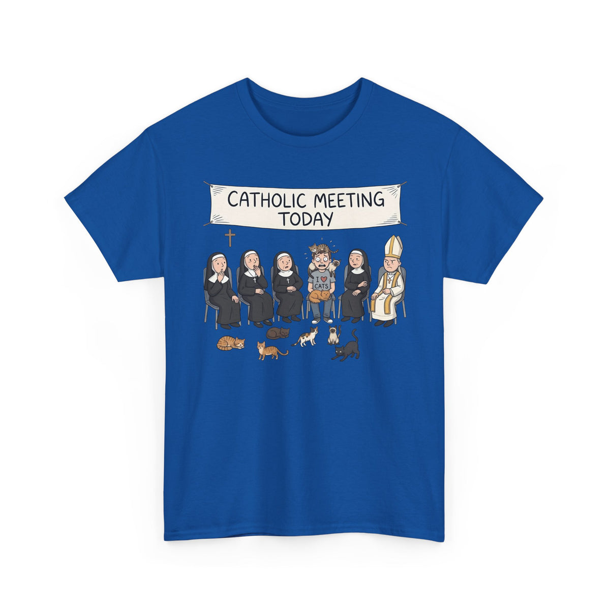 Catholic Meeting Today Funny Cat Lovers T-Shirt