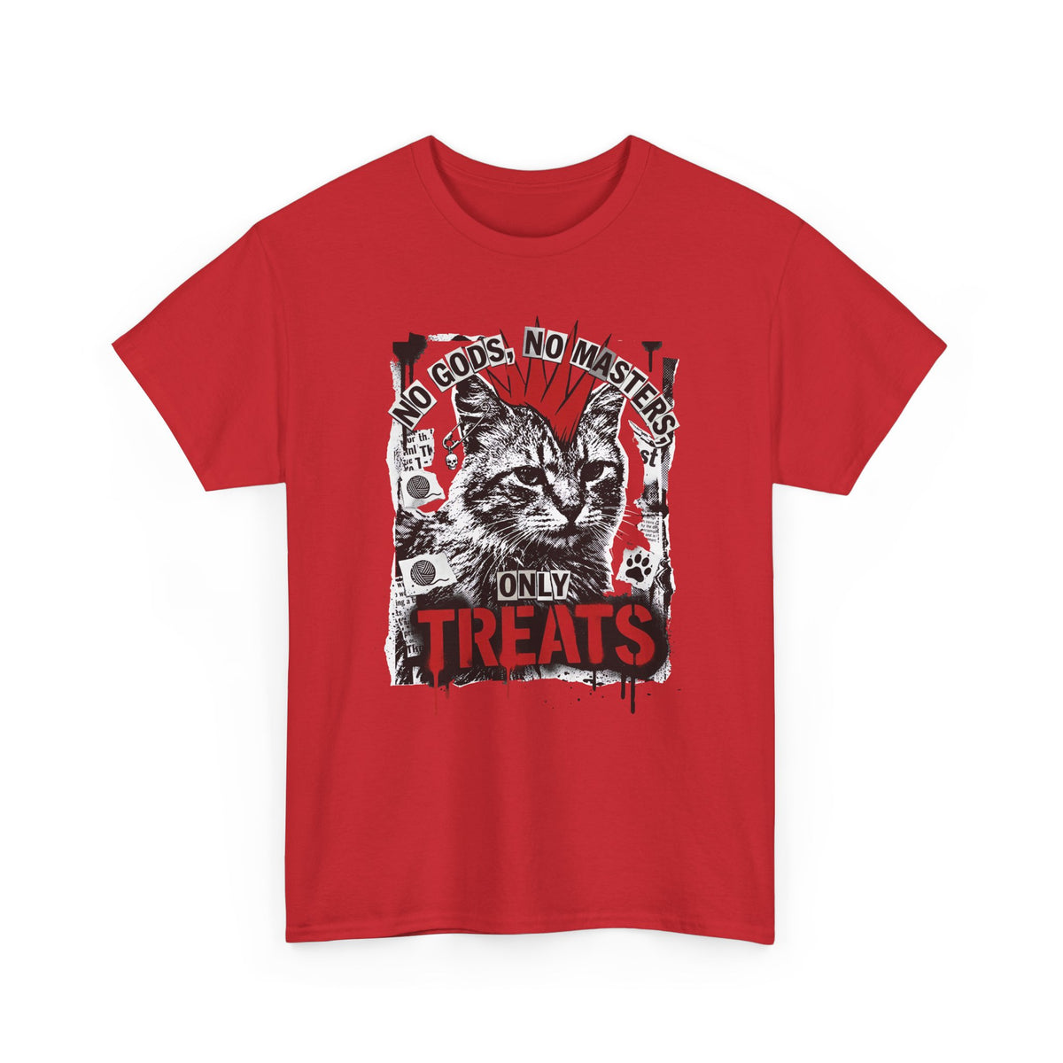 Punk Cat Tee — “No Gods No Masters, Only Treat” Graphic T-Shirt