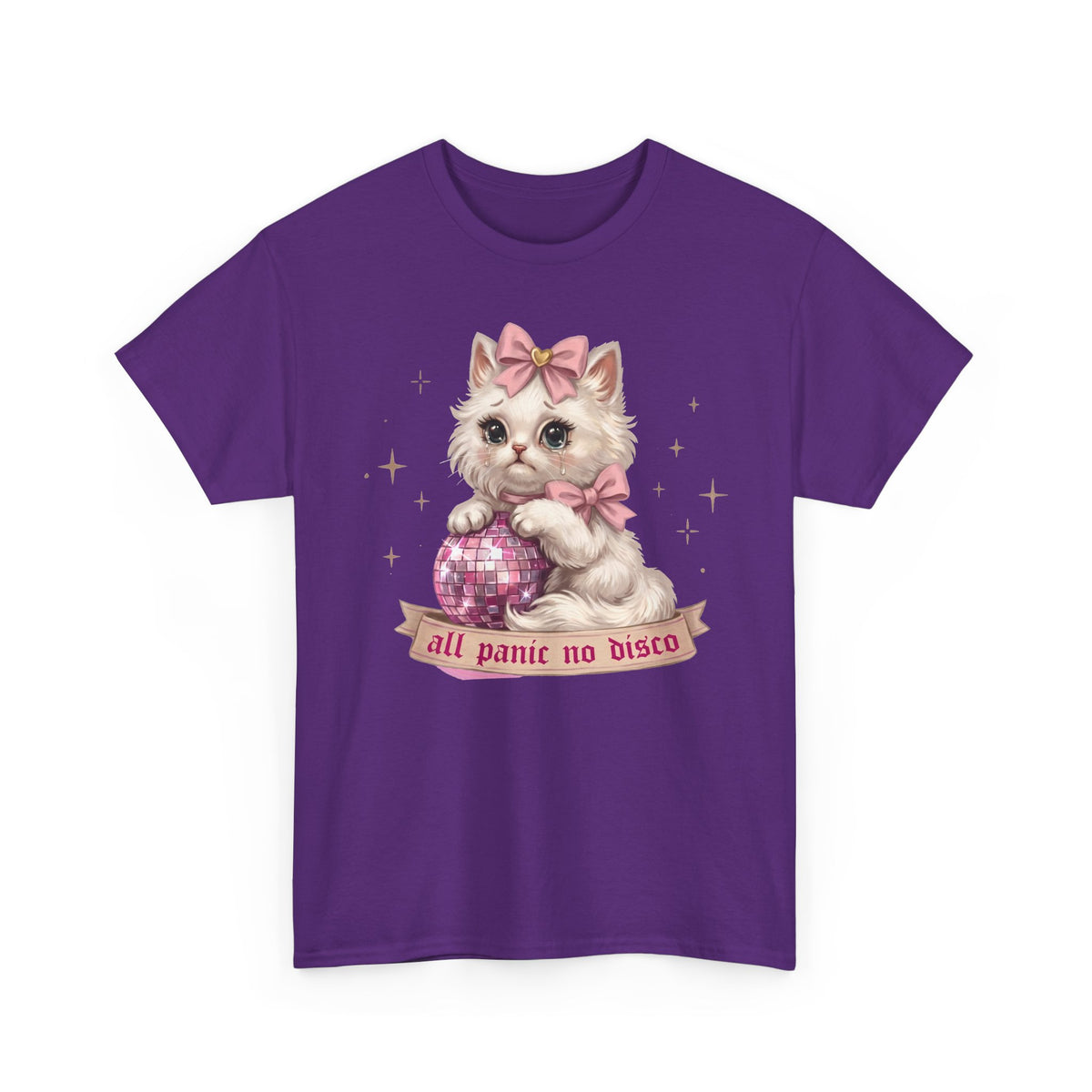 All Panic No Disco T-Shirt — Crying Kitten Pink Disco Ball Tee