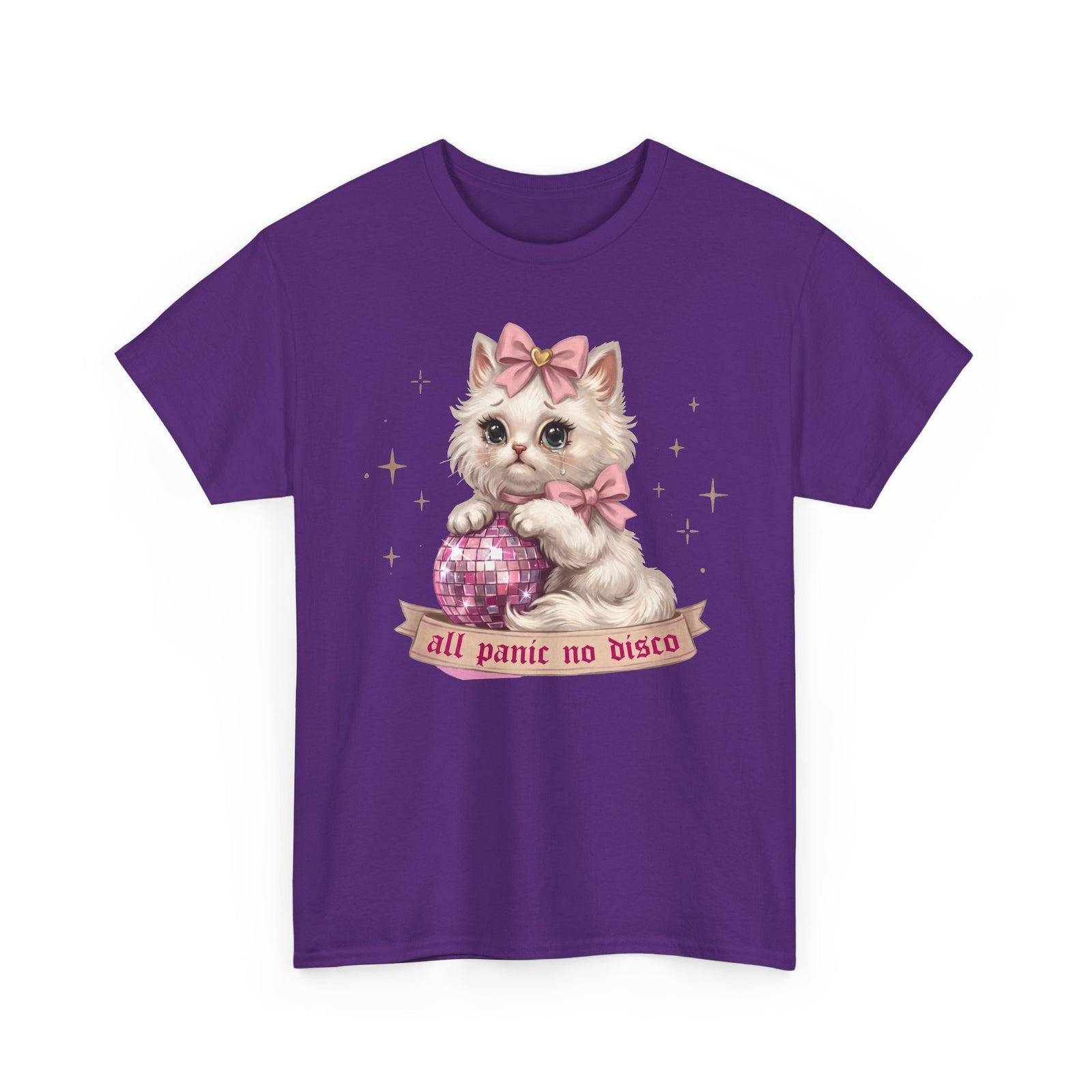 All Panic No Disco T-Shirt — Crying Kitten Pink Disco Ball Tee