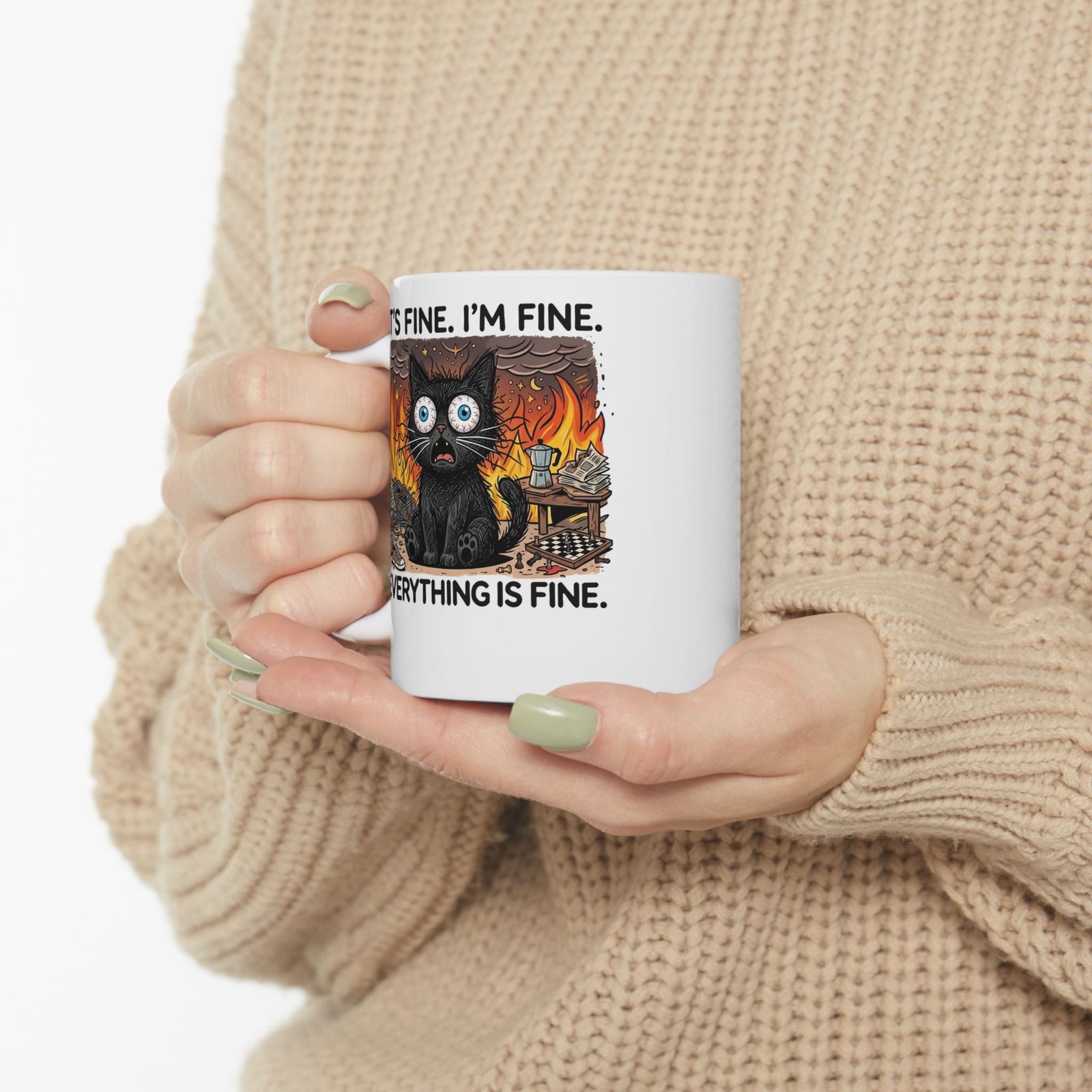 It's Fine I'm Fine Cat Ceramic Mug