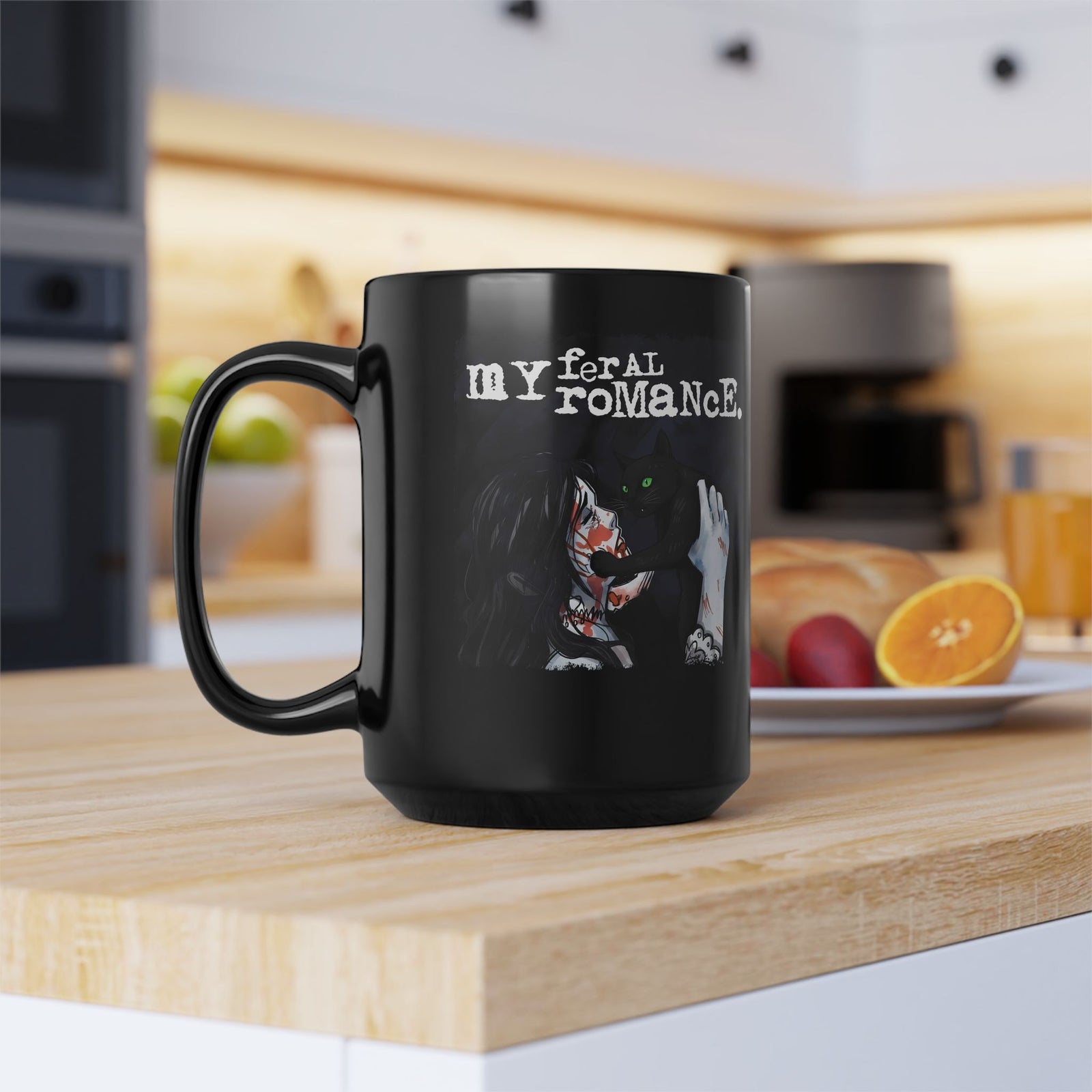 Cat Romance Mug  Cute Cat & Human Love Illustration