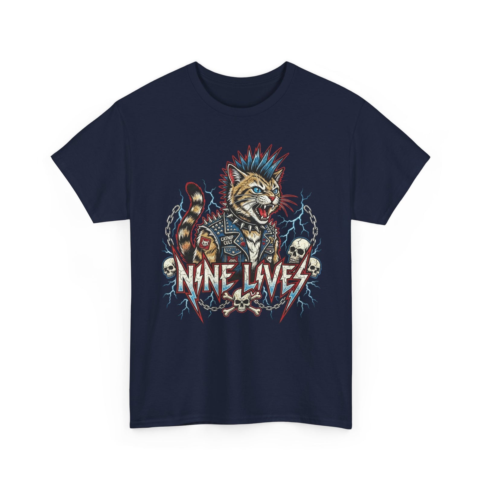 Nine Lives Cat T-Shirt — Retro Feline Graphic Tee