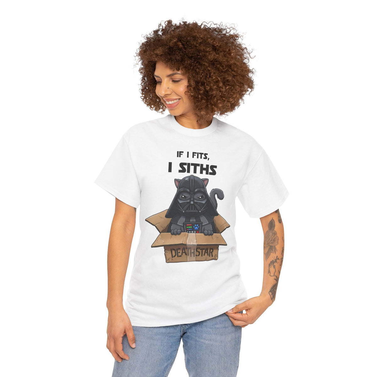 Space Villain Kitten Retro Galaxy Cat T-Shirt Funny Cat in Box Graphic Tee