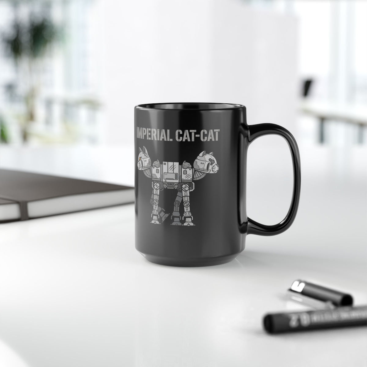 Imperial Cat-Cat Black Mug — Regal Cat Graphic Mug