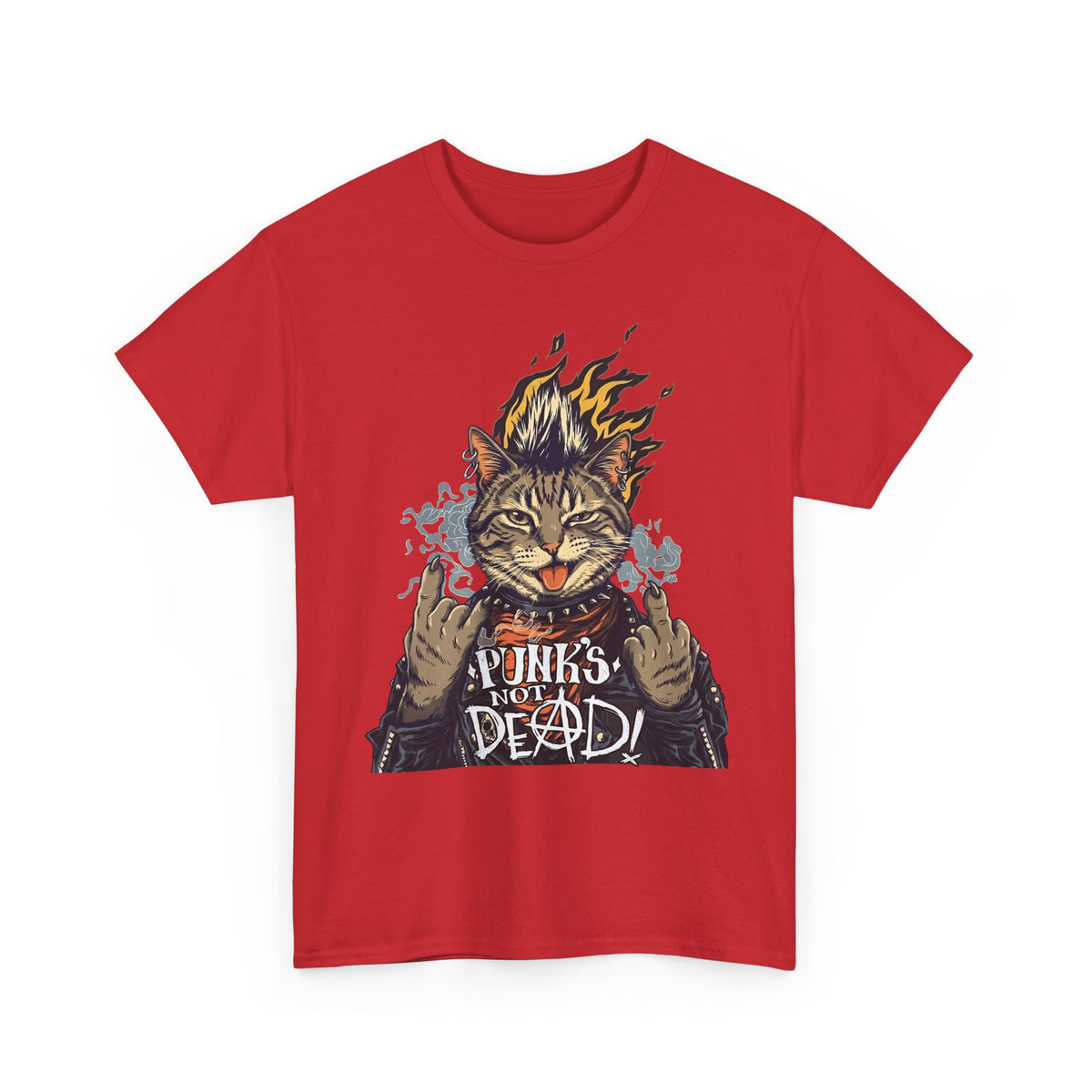 Punks Not Dead Cat T-Shirt — Funny Rebel Punk Rock Tabby Tee