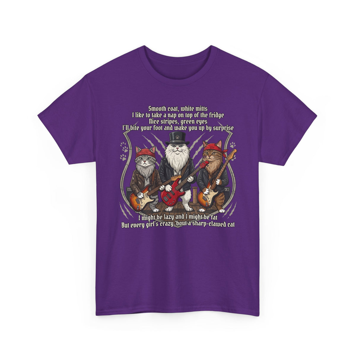 Cat Rock Band T‑Shirt — "I Might Be Lazy" Funny Guitar Cats Tee
