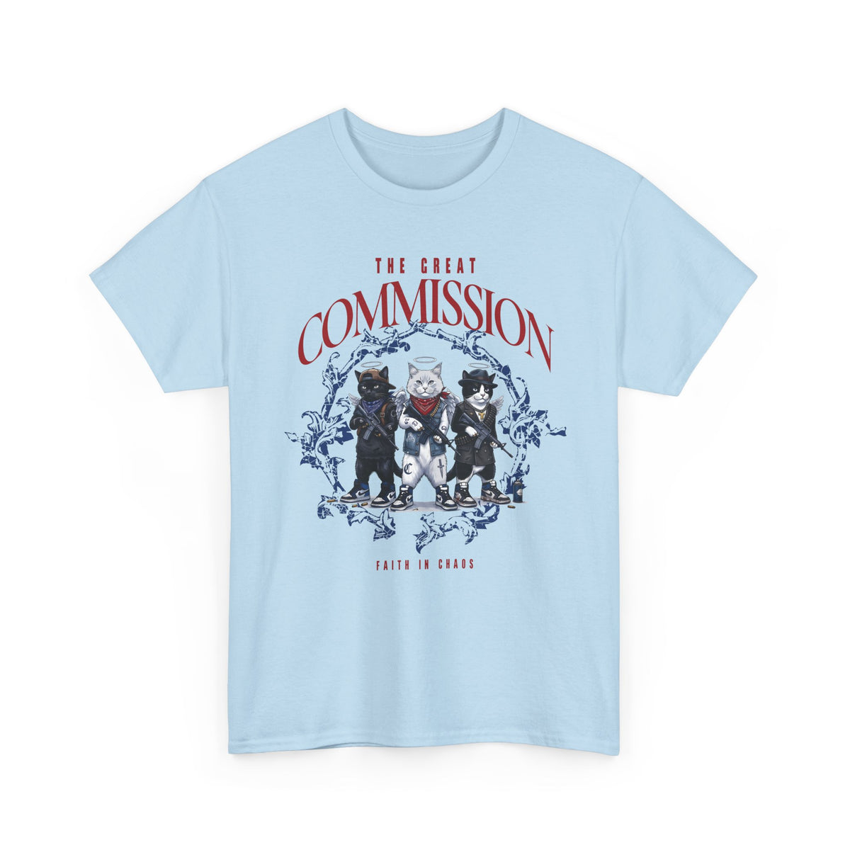 The Great Commission Faith In Chaos T-Shirt — Edgy Streetwear Angel Cats Tee