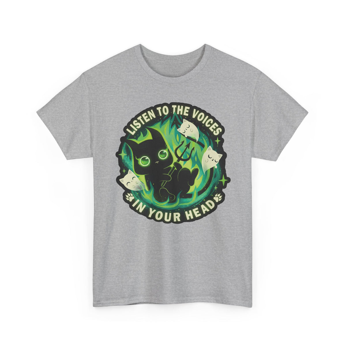 Listen To The Voices In Your Head Devil Cat — Spooky Cute Black Cat Art