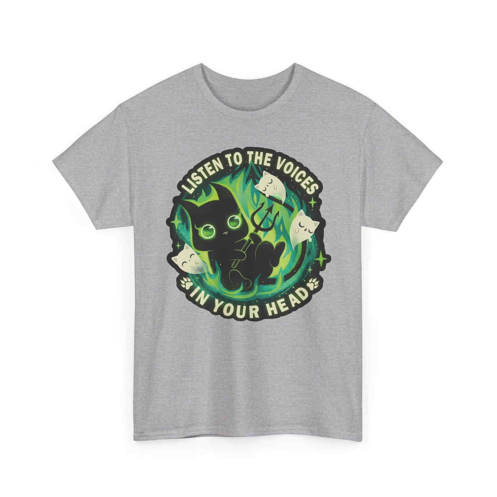 Listen To The Voices In Your Head Devil Cat — Spooky Cute Black Cat Art