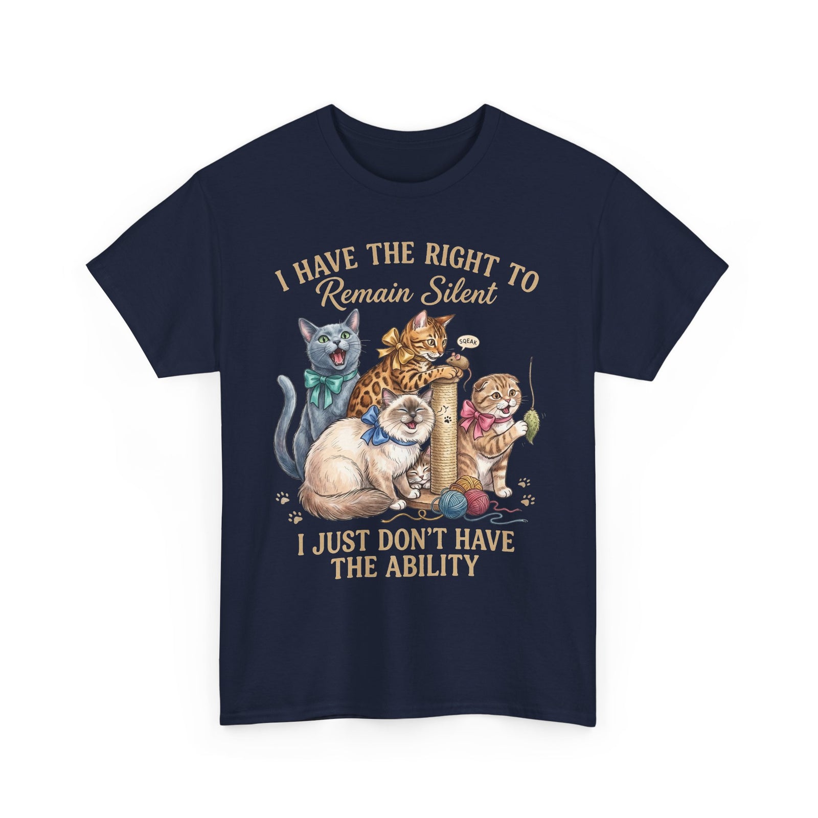 Cat Graphic Tee — "I Have the Right to Remain Silent, I Just Don't Have the Ability"