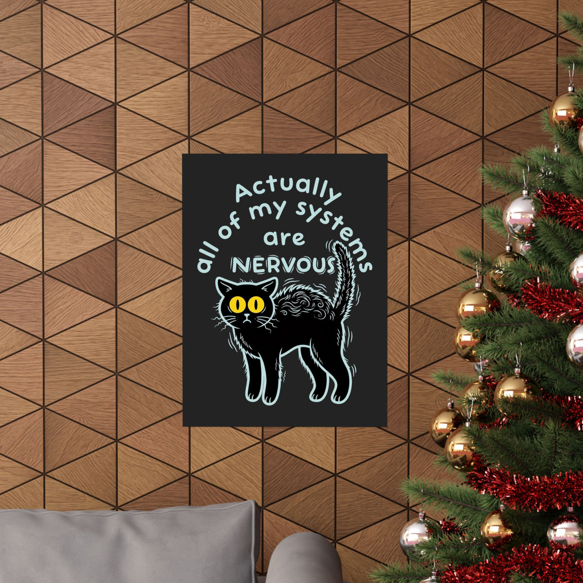 Actually All of My Systems Are NERVOUS Black Cat Poster