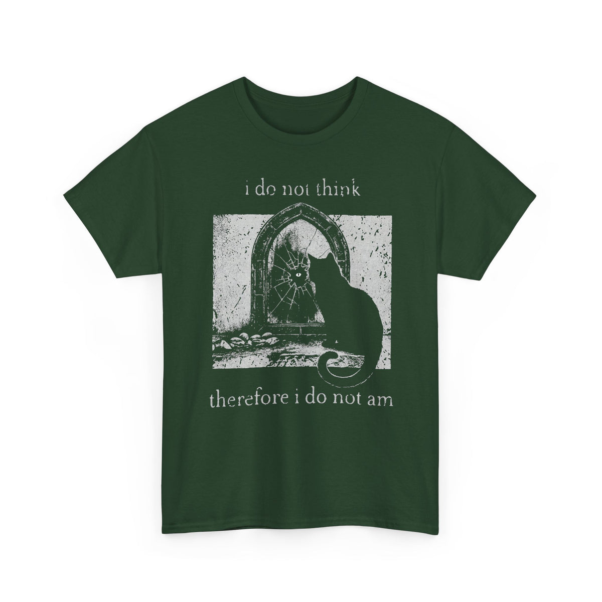 Vintage Black Cat T-Shirt — "I Do Not Think Therefore I Do Not Am"
