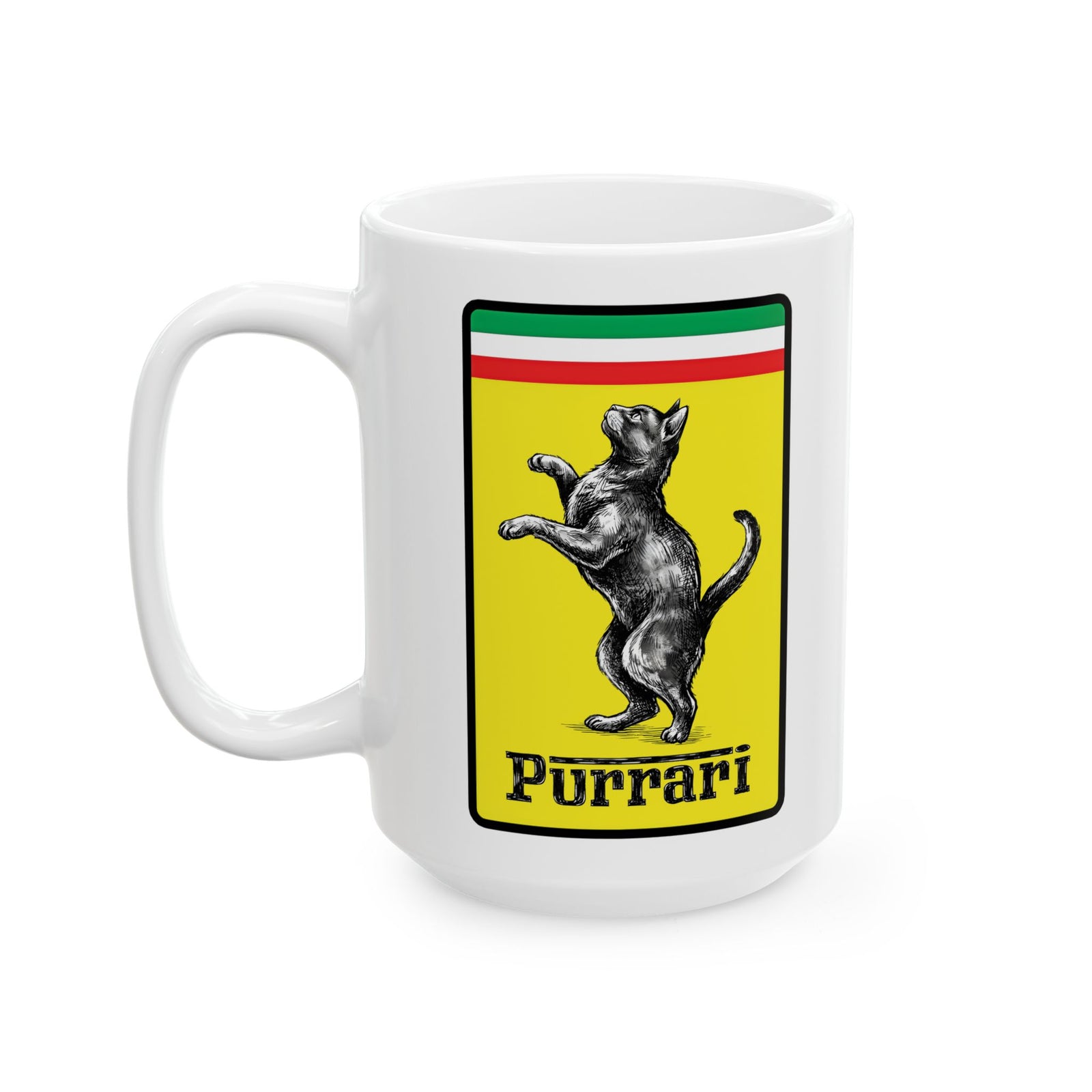 Purrari Mug — Cat Racing Graphic Ceramic Mug