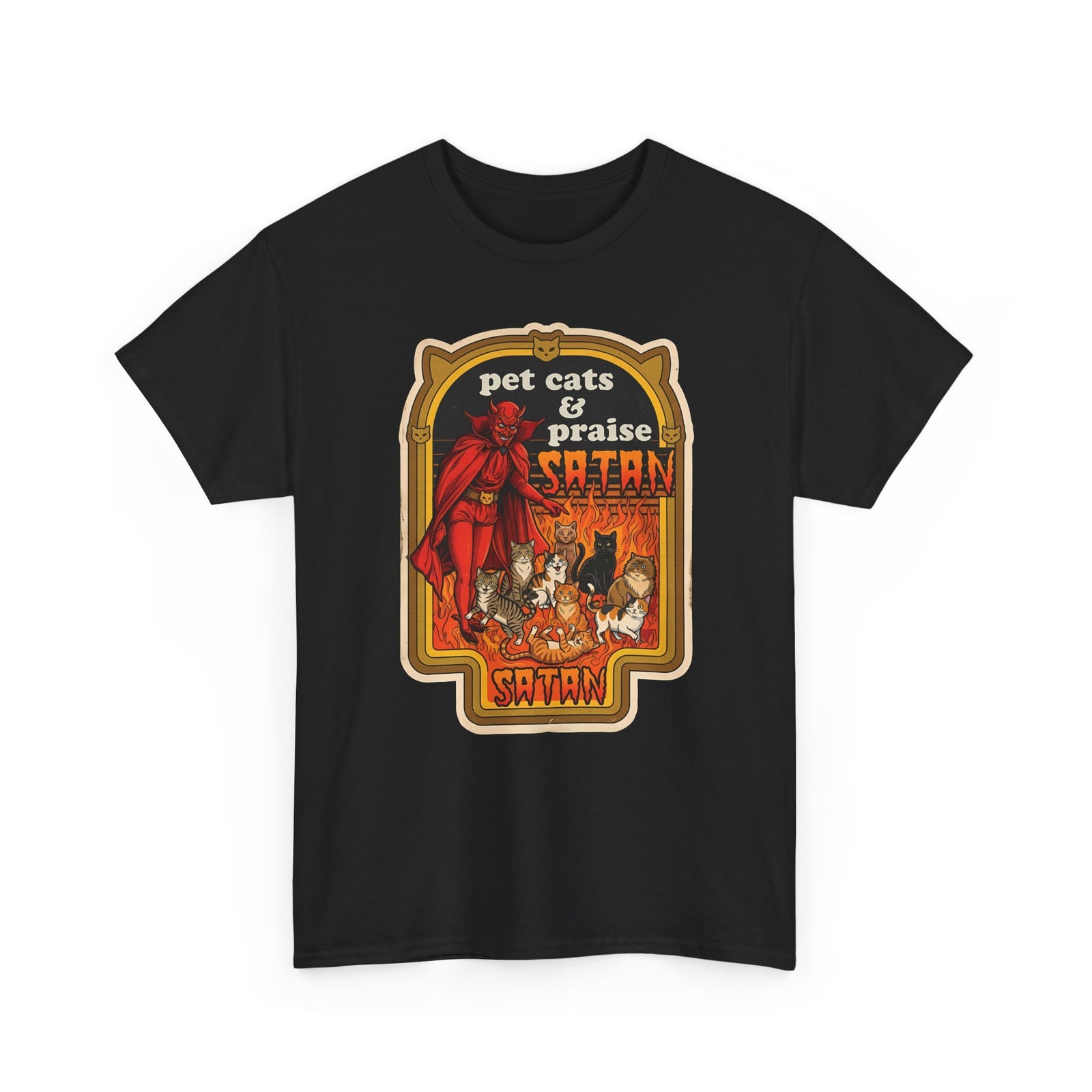 Pet Cats and Praise Satan T-Shirt — Gothic Cat Lover Tee