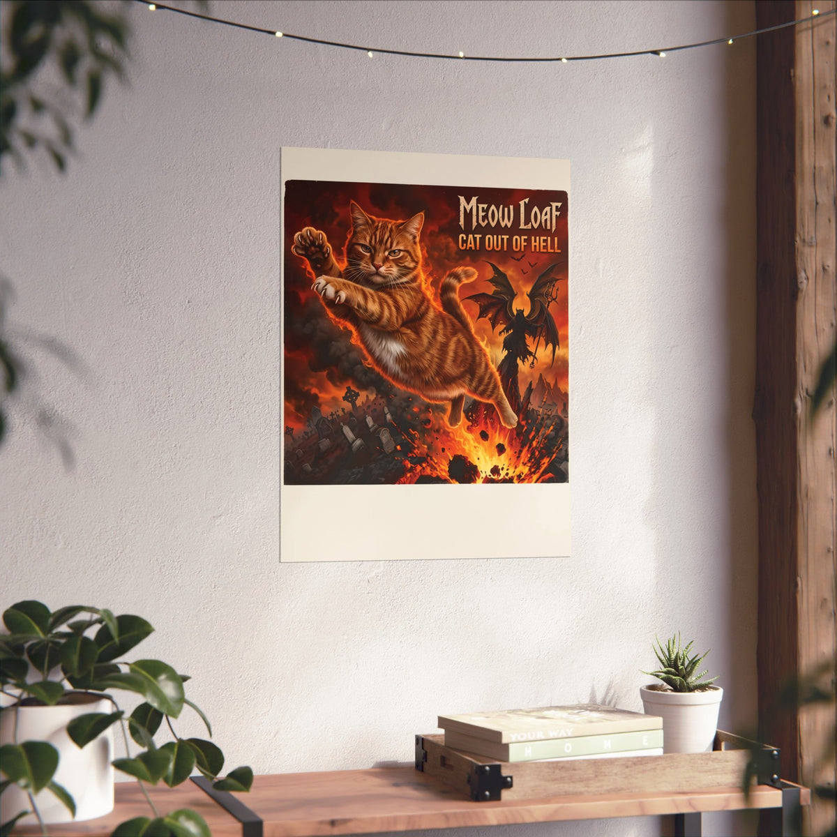 Meow Loaf Cat Out of Hell Poster — Funny Gothic Cat Poster