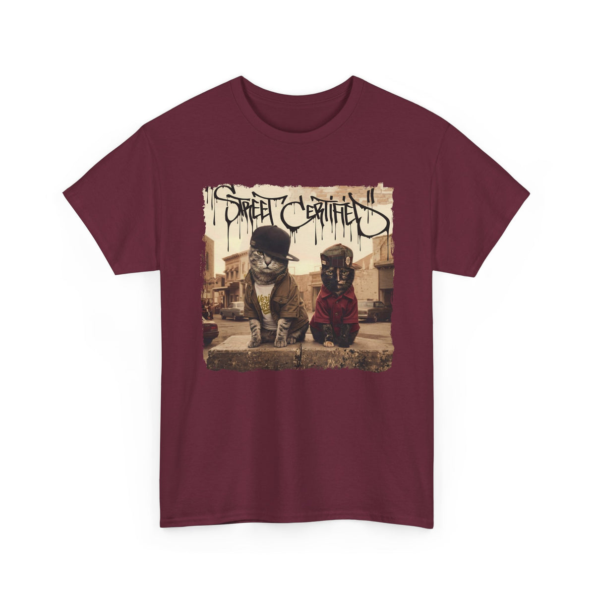 Funny Streetwear Cats "Street Certified" Retro Graphic Tee