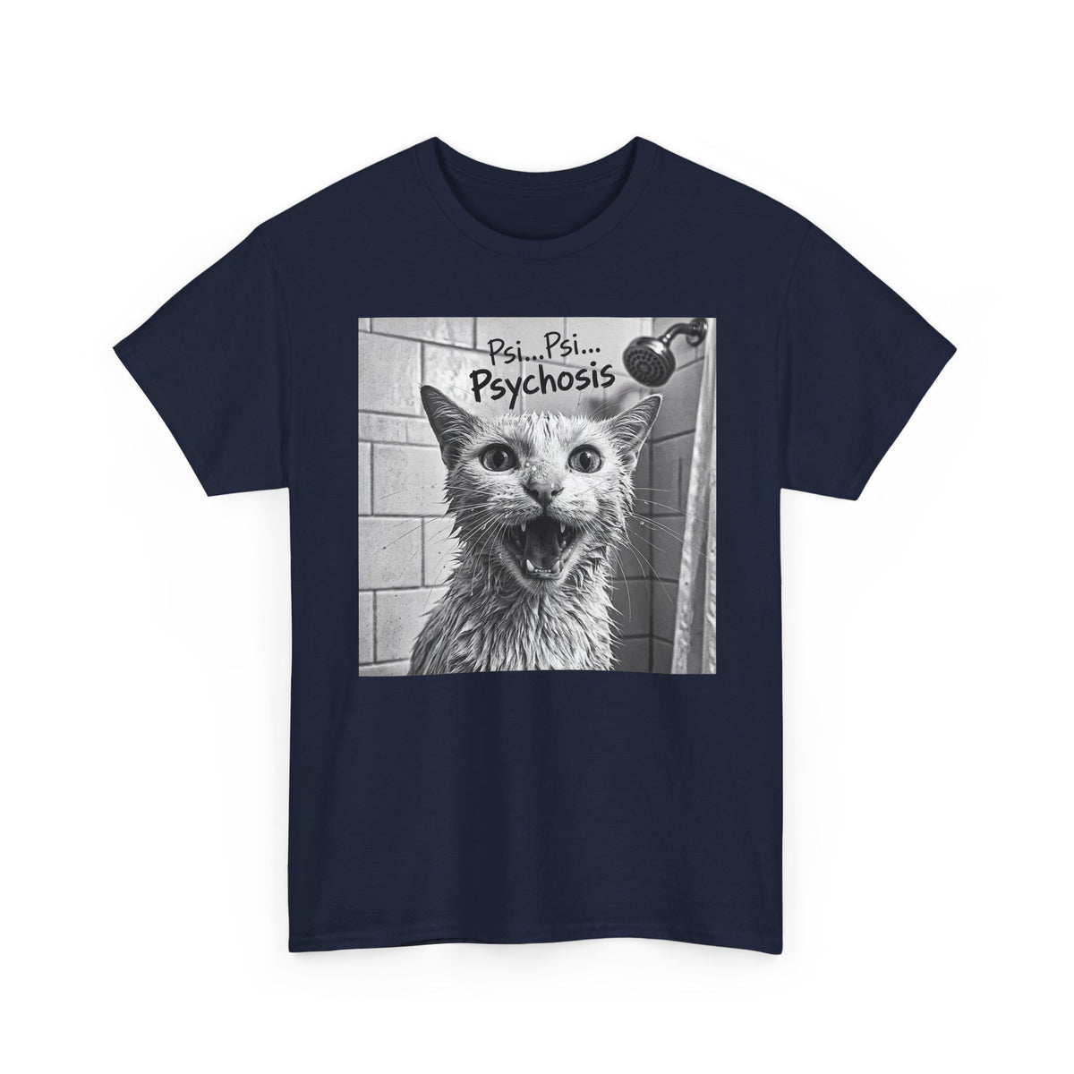 Psychosis Cat T-Shirt Funny Grunge Shower Cat Tee