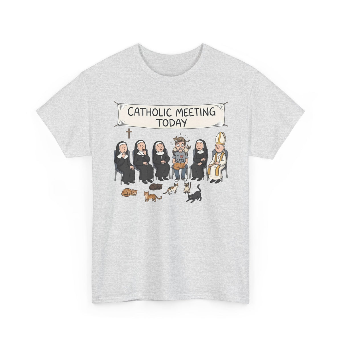 Catholic Meeting Today Funny Cat Lovers T-Shirt