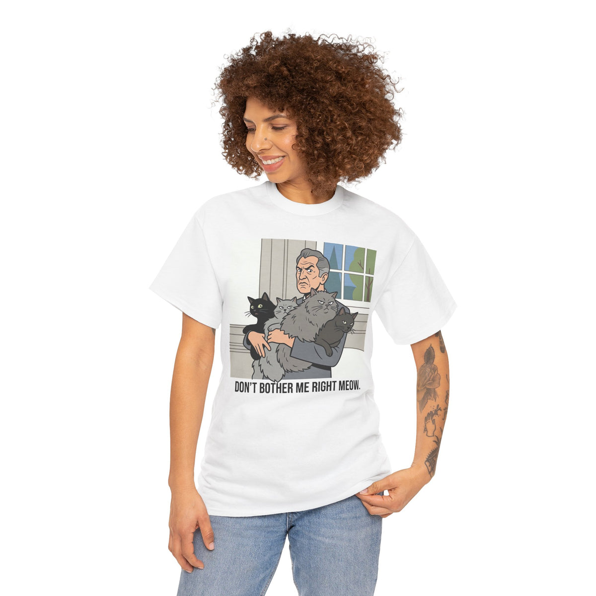 T‑Shirt — "Don't Bother Me Right Meow" Cat Lounge Graphic Tee