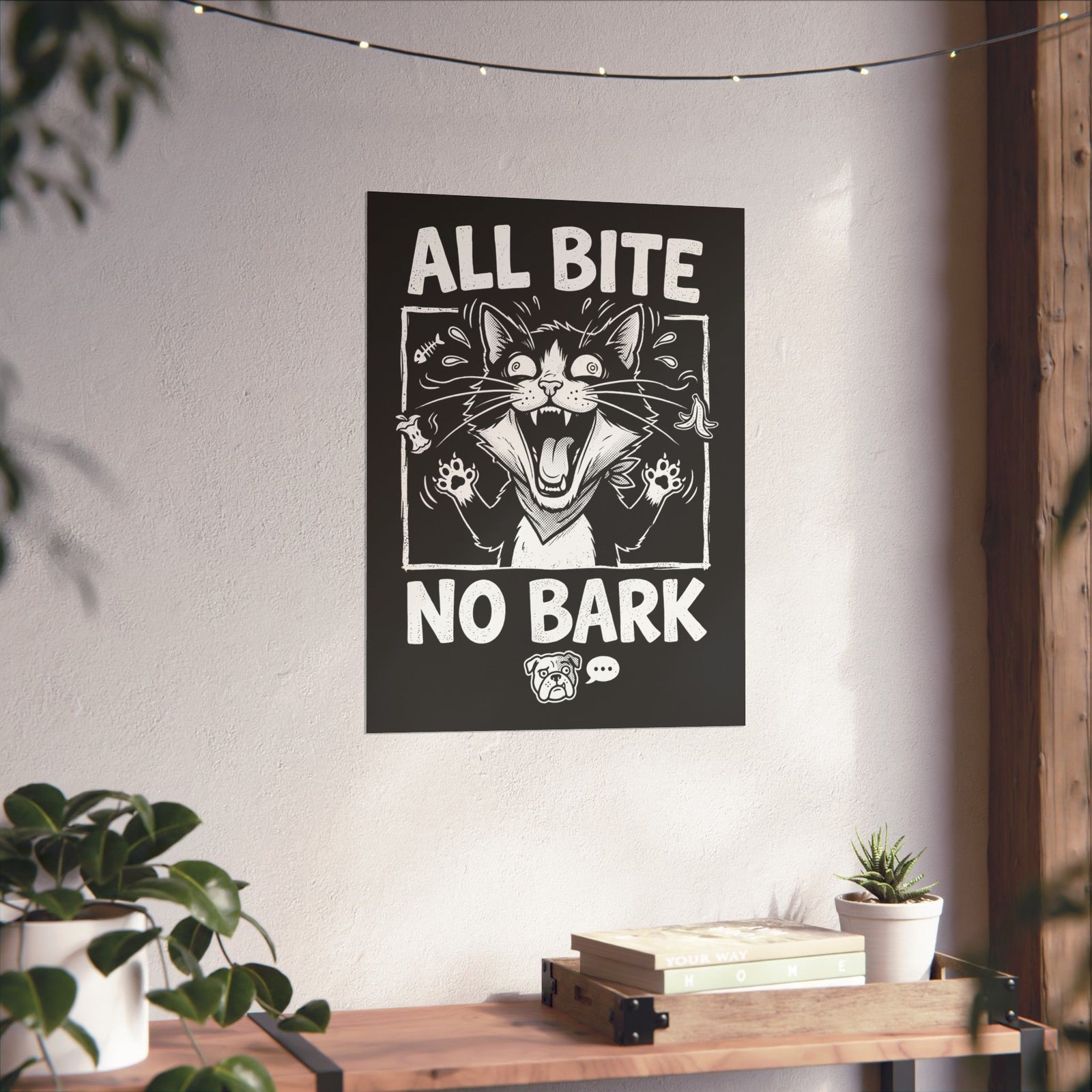 Cat All Bite No Bark Poster — Funny Cat Lover Poster