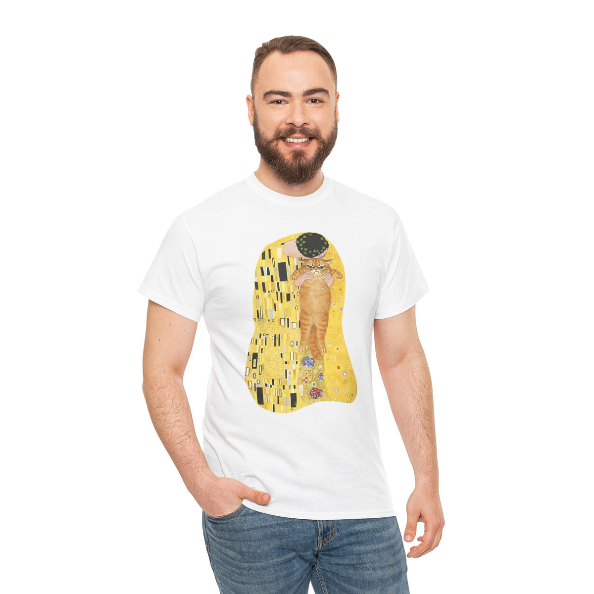 Cat & The Kiss T-Shirt — Romantic Cat Illustration Tee