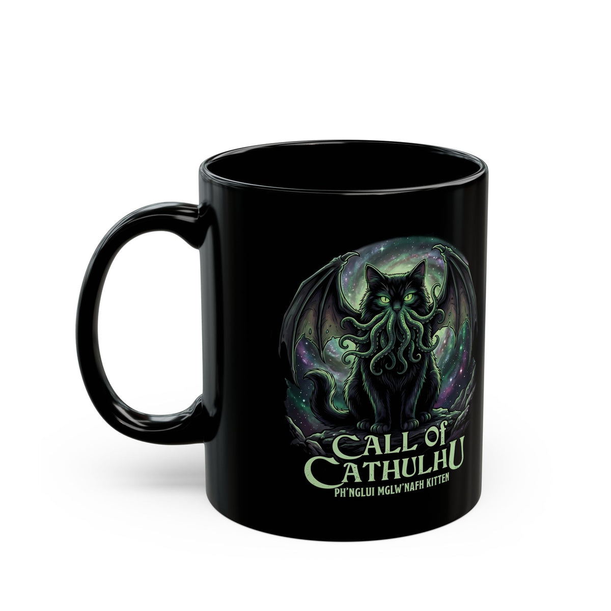 Cathulhu Black Mug — Cute Cthulhu Cat Graphic Mug