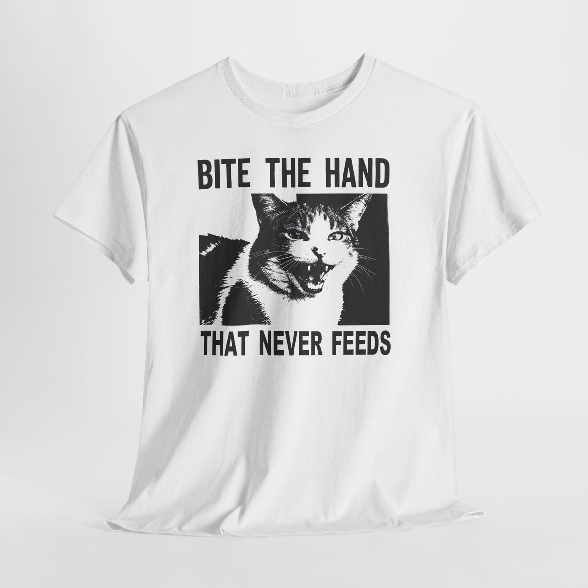 Cat Bite The Hand That Never Feeds Graphic Tee