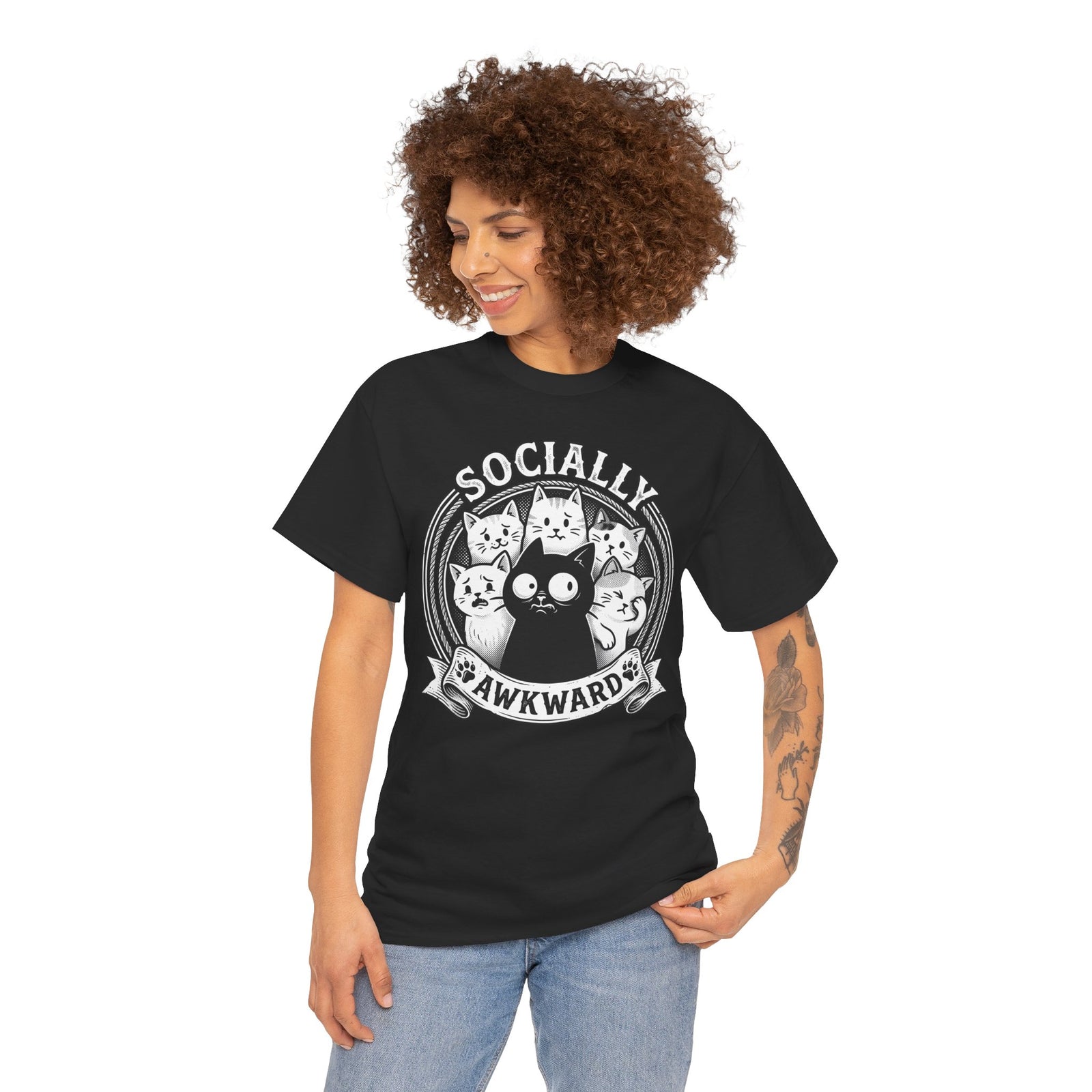 Socially Awkward Black Cat T-Shirt